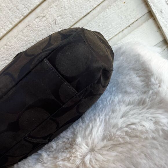 COACH Signature Black Brown Chelsea Hobo Kristin Shoulder Bag Baguette 17834 - Picture 7 of 11